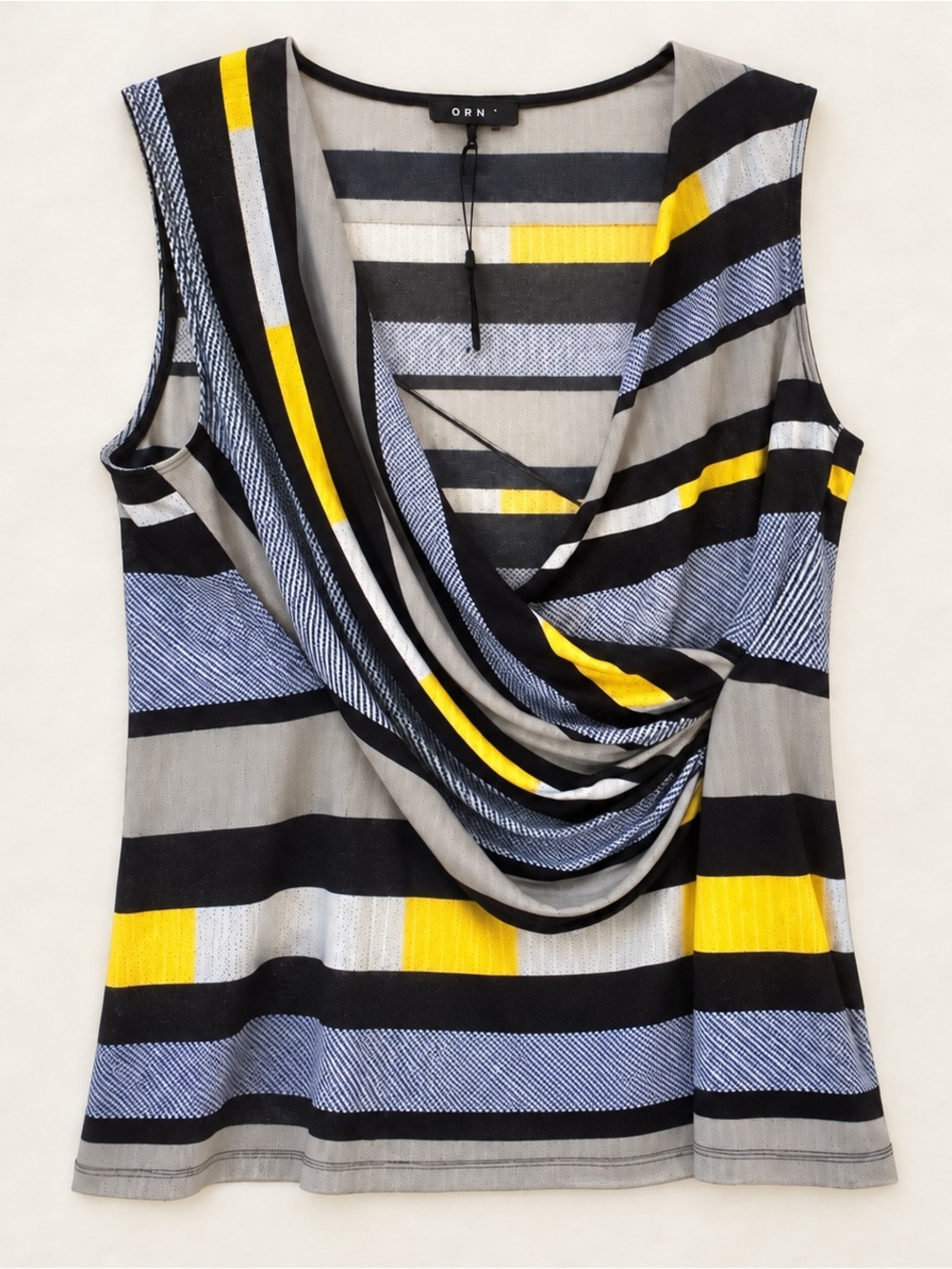 DKN Striped Sleeveless Draped Front Top | Size Medium | NWOT - Picture 1 of 4